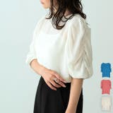 袖ボリュームが品のあるこなれスタイルにぴったり パワーショルダーシアーブラウス | Re:EDIT | 詳細画像1