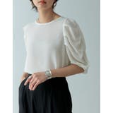 袖ボリュームが品のあるこなれスタイルにぴったり パワーショルダーシアーブラウス | Re:EDIT | 詳細画像26