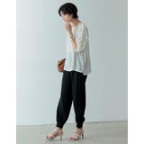 袖ボリュームが品のあるこなれスタイルにぴったり パワーショルダーシアーブラウス | Re:EDIT | 詳細画像27