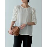 袖ボリュームが品のあるこなれスタイルにぴったり パワーショルダーシアーブラウス | Re:EDIT | 詳細画像28