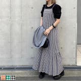 ギンガムチェック裾プリーツキャミワンピース ワンピース ジャンパースカート | Re:EDIT | 詳細画像1 