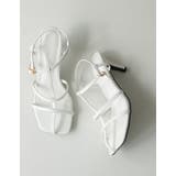 ホワイト(002) | 縦のベルトデザインで美脚見せも叶える 細ストラップミュールサンダル シューズ | Re:EDIT