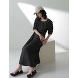 1枚でコーデが完成する美シルエットワンピース ドット柄ギャザースリーブワンピース | Re:EDIT | 詳細画像4