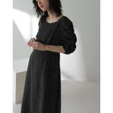 1枚でコーデが完成する美シルエットワンピース ドット柄ギャザースリーブワンピース | Re:EDIT | 詳細画像5