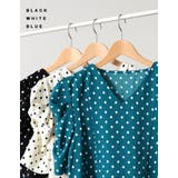 品よく旬を取り入れたドット柄トップス ワッシャードットボリュームスリーブブラウス | Re:EDIT | 詳細画像2