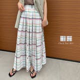 [低身長サイズ有]カラーチェックフレアスカート | Re:EDIT | 詳細画像1 