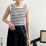 カジュアルな要素を程よく取り入れる サマーニットボーダータンクトップ トップス | Re:EDIT | 詳細画像1