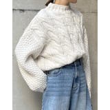ラメor無地ロービングニットケーブルボトルネックトップス | Re:EDIT | 詳細画像6