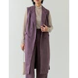 パープル(020) | [低身長サイズ有]スウェードポンチテーラードノースリコート | Re:EDIT