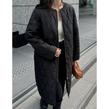 リサイクルタフタ裏ボア軽量中綿キルティングロングコート | Re:EDIT | 詳細画像3