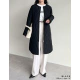 リサイクルタフタ裏ボア軽量中綿キルティングロングコート | Re:EDIT | 詳細画像7