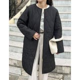 リサイクルタフタ裏ボア軽量中綿キルティングロングコート | Re:EDIT | 詳細画像10