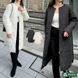 リサイクルタフタ裏ボア軽量中綿キルティングロングコート | Re:EDIT | 詳細画像1