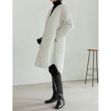 リサイクルタフタ裏ボア軽量中綿キルティングロングコート | Re:EDIT | 詳細画像25