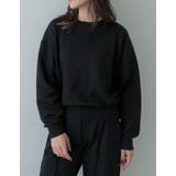 ブラック(001) | 裏毛ワンポイント刺繍スウェットプルオーバー | Re:EDIT