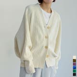 [大きいサイズ有]スポンジニットラグランVネックカーディガン | Re:EDIT | 詳細画像1 