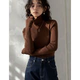 ブラウン(009) | [販売枚数5万枚突破！]指穴リブニットタートルネックトップス | Re:EDIT