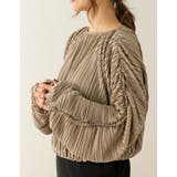 洗練された大人の着こなしにぴったり グロッシープリーツショート丈トップス トップス | Re:EDIT | 詳細画像7 