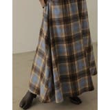 動くたびに自然と揺れるフレアシルエットに注目 シャギーチェックフレアスカート | Re:EDIT | 詳細画像17
