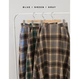 動くたびに自然と揺れるフレアシルエットに注目 シャギーチェックフレアスカート | Re:EDIT | 詳細画像2