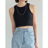 ブラック(001) | コットンリブカップ付きアメスリショート丈タンクトップ | Re:EDIT