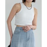 オフホワイト(002) | コットンリブカップ付きアメスリショート丈タンクトップ | Re:EDIT