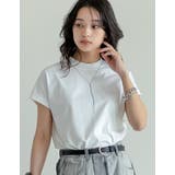 オフホワイト(002) | 着回し力に優れたモードカジュアルな1枚 モックネックフレンチスリーブTシャツ | Re:EDIT