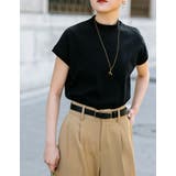 着回し力に優れたモードカジュアルな1枚 モックネックフレンチスリーブTシャツ | Re:EDIT | 詳細画像4