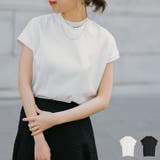 着回し力に優れたモードカジュアルな1枚 モックネックフレンチスリーブTシャツ | Re:EDIT | 詳細画像1
