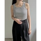 スクエアネックフライスリブボーダータンクトップ | Re:EDIT | 詳細画像11