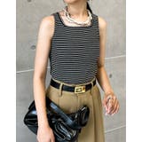 スクエアネックフライスリブボーダータンクトップ | Re:EDIT | 詳細画像15