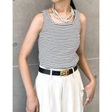 スクエアネックフライスリブボーダータンクトップ | Re:EDIT | 詳細画像3