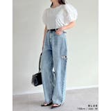 サイドスリットワイドストレートコットンデニムパンツ | Re:EDIT | 詳細画像14