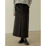 ブラック(001) | トレンドかつこなれ感を演出するデザインスカート ウールタッチ起毛ナロースカート | Re:EDIT