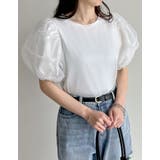 ホワイト(002) | オーガンジースリーブ半袖トップス | Re:EDIT