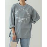 ブルー(013) | カレッジロゴチュニック丈長袖Tシャツ | Re:EDIT