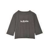 チャコール(006) | きれいめカジュアルに仕上がるロゴT 五分袖ショート丈ロゴTシャツ トップス | Re:EDIT