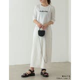 きれいめカジュアルに仕上がるロゴT 五分袖ショート丈ロゴTシャツ トップス | Re:EDIT | 詳細画像4