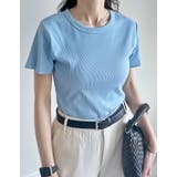 ブルー(511) | テレコリブクルーネック半袖Tシャツ | Re:EDIT