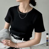 [累計販売枚数2 1万枚突破][華奢見えリブTシャツ]テレコリブクルーネック半袖… | Re:EDIT | 詳細画像1 