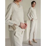 アイボリー(003) | パールデザインブラウス&テーパードパンツセットアップ | Re:EDIT