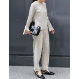 パールデザインブラウス&テーパードパンツセットアップ | Re:EDIT | 詳細画像2