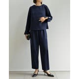 パールデザインブラウス&テーパードパンツセットアップ | Re:EDIT | 詳細画像3