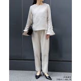 パールデザインブラウス&テーパードパンツセットアップ | Re:EDIT | 詳細画像6