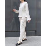 パールデザインブラウス&テーパードパンツセットアップ | Re:EDIT | 詳細画像7