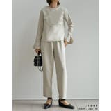 パールデザインブラウス&テーパードパンツセットアップ | Re:EDIT | 詳細画像8