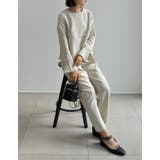 パールデザインブラウス&テーパードパンツセットアップ | Re:EDIT | 詳細画像10