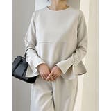 パールデザインブラウス&テーパードパンツセットアップ | Re:EDIT | 詳細画像30