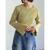 グリーン(017) | [新色追加][累計販売枚数1 9万枚突破]クルーネックフレアスリーブリブカットソ… | Re:EDIT