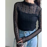 ブラック(001) | 指穴ハイネックレースシアートップス | Re:EDIT